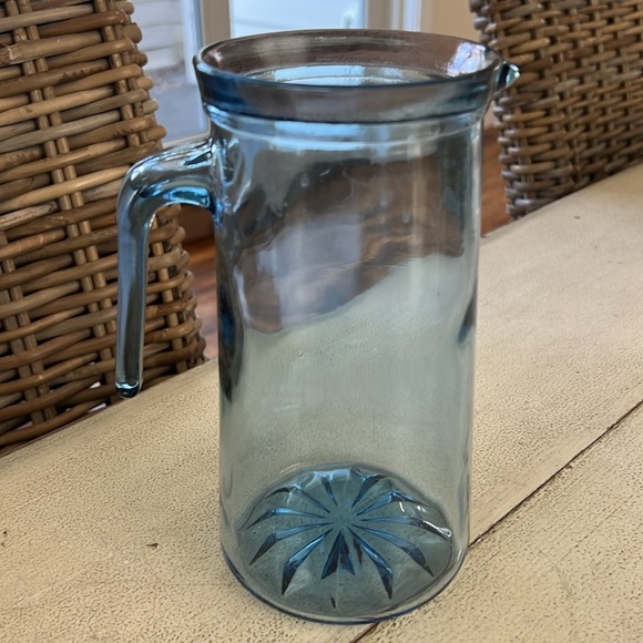 Vintage Blue Glass Pitcher - Picture 4 of 6